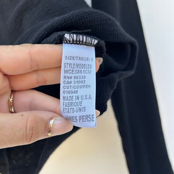 James Perse Black Long Sleeve Thermal Knit Scoop Neck Shirt Cotton Medium Size 2 - Picture 6 of 7